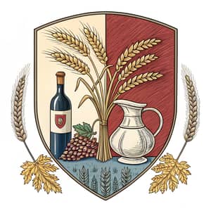 Porcelain Wheat Coat of Arms with Wine Bottle