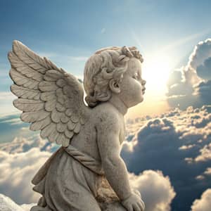 Cherubic Baby Angel in Flight - Stone-Like Beauty