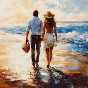 Loving Couple Strolling on the Beach