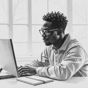 Online Tutoring Sketch of a Student with Glasses