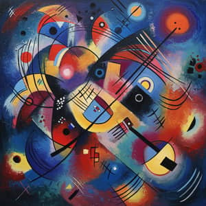 Vibrant Kandinsky-Style Painting with Geometric Shapes