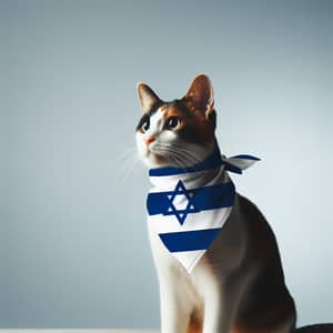 Majestic Cat with Israeli Flag | Pride & Dignity Inspiring Image