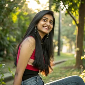 Joyful Indian Girl in Nature - Portrait Photography