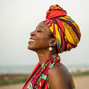 Stunning African Woman in Colorful Head Wrap