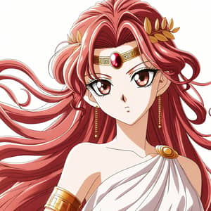 Saiyan Queen in Elegant Greek Gown | Exquisite Red-Haired Diadem Beauty