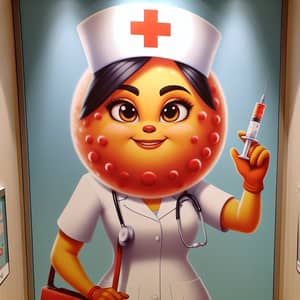 Cute Cartoon T Helper Cell Nurse with Syringe