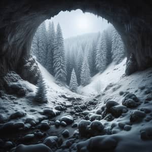 Snowy Cave Entrance: A Winter Wonderland