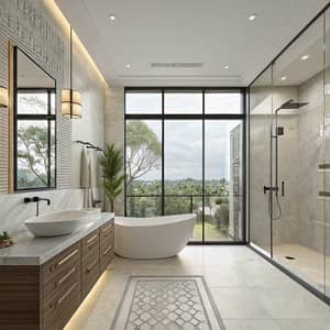 Modern Bathroom Design with Large Shower