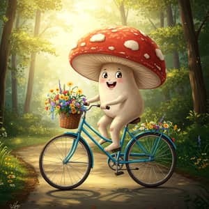 A Mushroom Riding a Bicycle