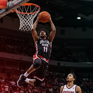 Vibrant Mid-Air Dunk by Dynamic Basketball Player