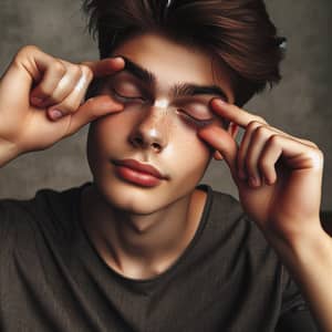 Stylish Caucasian Teenage Boy with Playful Mood