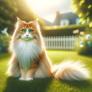 Orange and White Cat on Lush Green Lawn