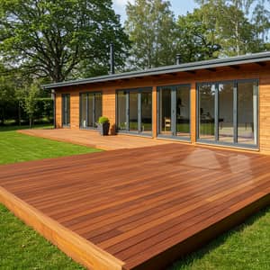 Modern Single-Story Wooden House with Deck