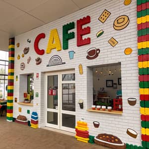 Colorful Cafe Entrance with Lego Theme