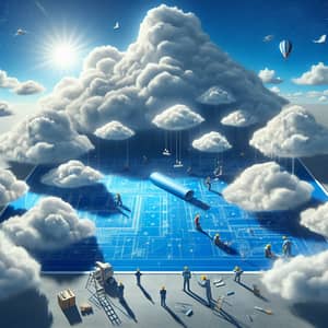 Surreal Construction of Celestial Skyscape | Cloud Workers & Blue Prints