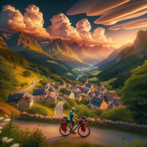 Biking Through French Mountains at Sunset