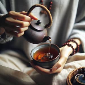 Pouring Tea: Woman's Hands Pouring Tea into Cup