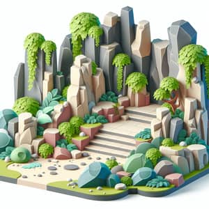 Wawel Dragon Cave: Modern 3D Animation of Stone and Bush Environment