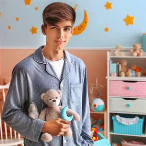 Bright Nursery Room with 14-Year-Old in Diaper