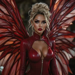 Beautiful Fairy in Red Leather Costume