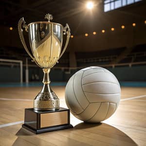 Volleyball Trophy Featuring a Volleyball