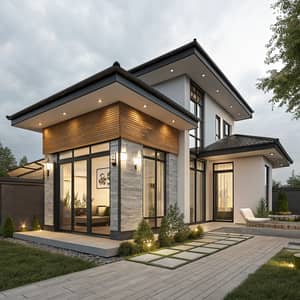 Modern 4x13 Exterior Narrow House Plans