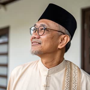 Portrait of a 55-Year-Old Malay Man in Kopiah