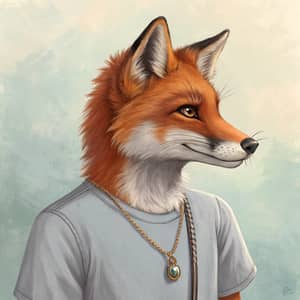 Vibrant Fox Boy Oil Painting Illustration