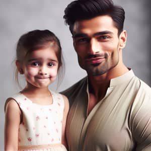 Athletic Man and Cute Girl in Traditional Attire Smiling Together