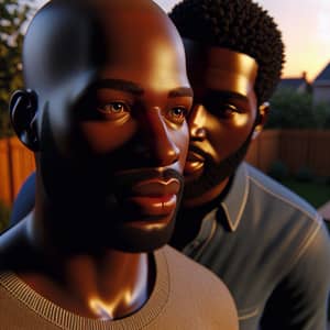 Black Men Longing Kiss in Golden Evening Light