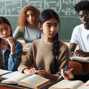 Diverse Group of Students Engaged in Classroom Discussion