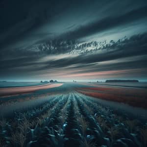 Dramatic Crops Landscape under Sunless Sky