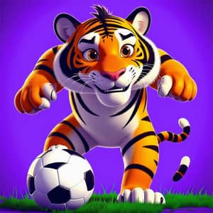 Pixar Style Tiger Playing Football Poster