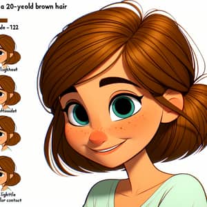 Cartoon Style Brown Hair Girl | Vibrant Animation Art