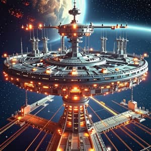 Stunning Large Space Station with Docks & Lights