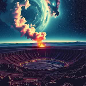 Volcano Crater in Space