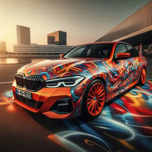 Vibrant Valencia Orange BMW F20 with Graffiti Art on Urban Street