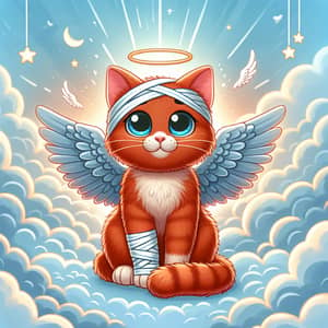 Red Cat with Angel Wings: A Saint Among the Clouds