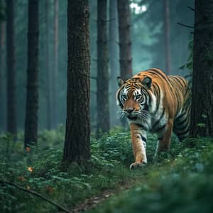 Majestic Tiger in Lush Forest Habitat