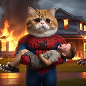 Real-Life Spiderman Cat Saves Boy - Charming & Brave Scene