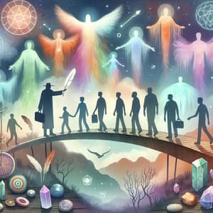 Ethereal Scene of Mediumship Guiding Empowerment with Healing Elements