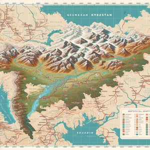 Detailed Map of Kyrgyzstan with Cities, Roads, and Landmarks