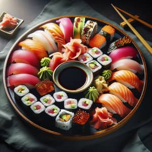 Exquisite Sushi Plate for Two - Nigiri, Maki Rolls & Condiments