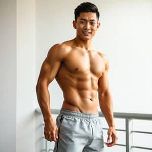 Fit Korean Guy with Abs and Bulge - Inspiring Fitness