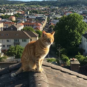 Cat on Roof - Adorable Feline Moments