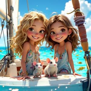 Disney Pixar Inspired Girls Sailing in the Bahamas