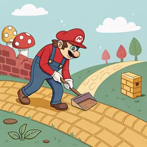 Super Mario Paving a Road | Fun Adventure