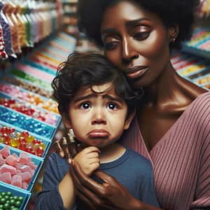 Heartfelt Moments: Boy Cries for Candy with Mom