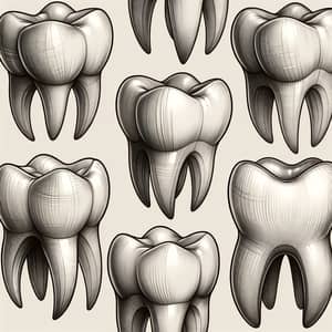 Monochromatic Line Drawing of Teeth for Presentation Background