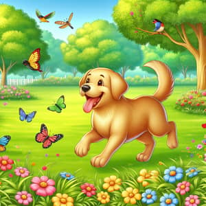 Lively Park Scene with Labrador Retriever Dog